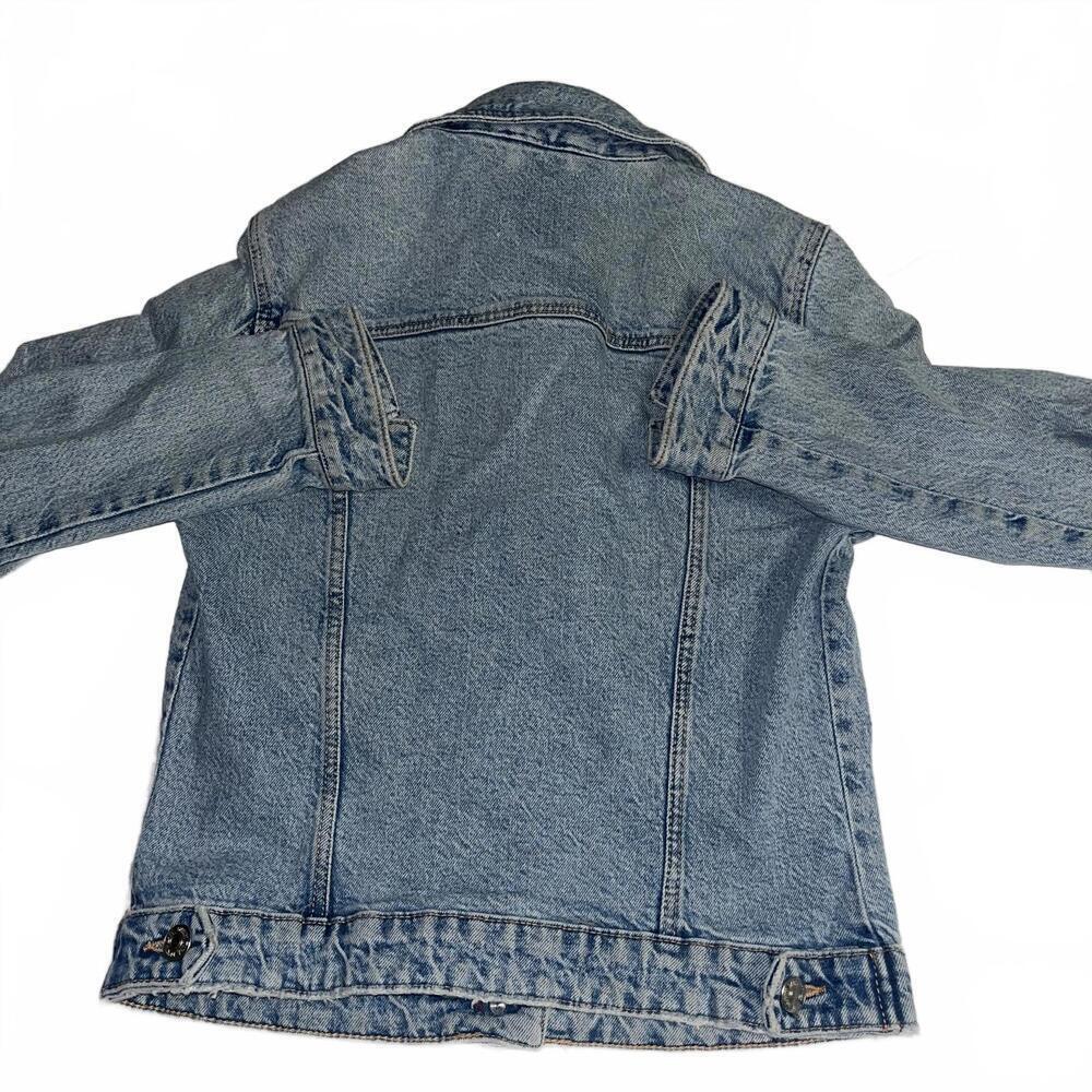 ZARA Jean Denim Jacket Woman’s Small Classic Denim Made In Bangladesh Jean Coat - Picture 4 of 8